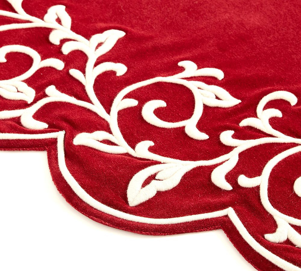 Heirloom Embroidered Velvet Tree Skirt | Pottery Barn (US)