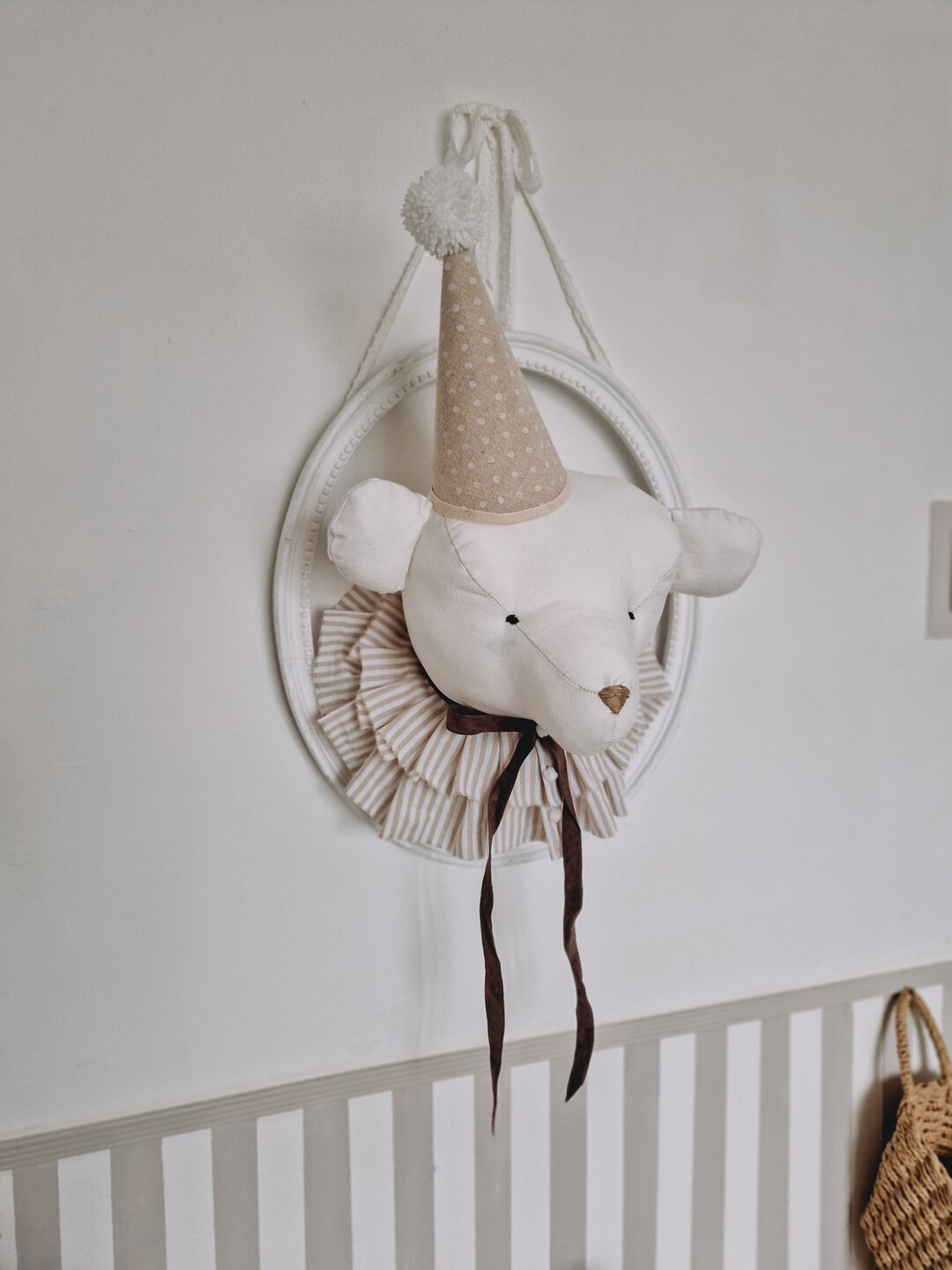 Hanging Animal Head, Bear Wall Art, Bear Head Decoration, Wall Mount Stuffed Animal, Circus Teddy... | Etsy (US)