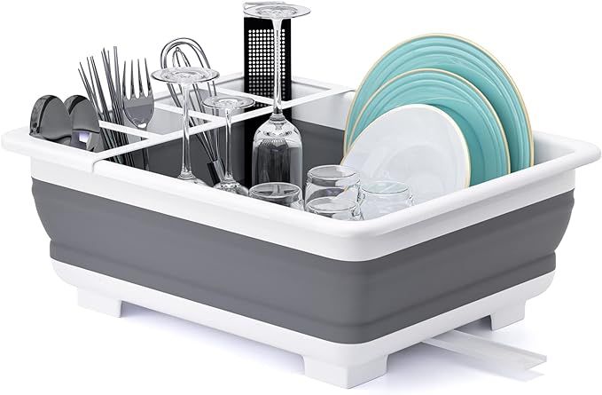 Collapsible Dish Drying Rack Portable Dinnerware Drainer Organizer for Kitchen RV Campers Travel ... | Amazon (US)