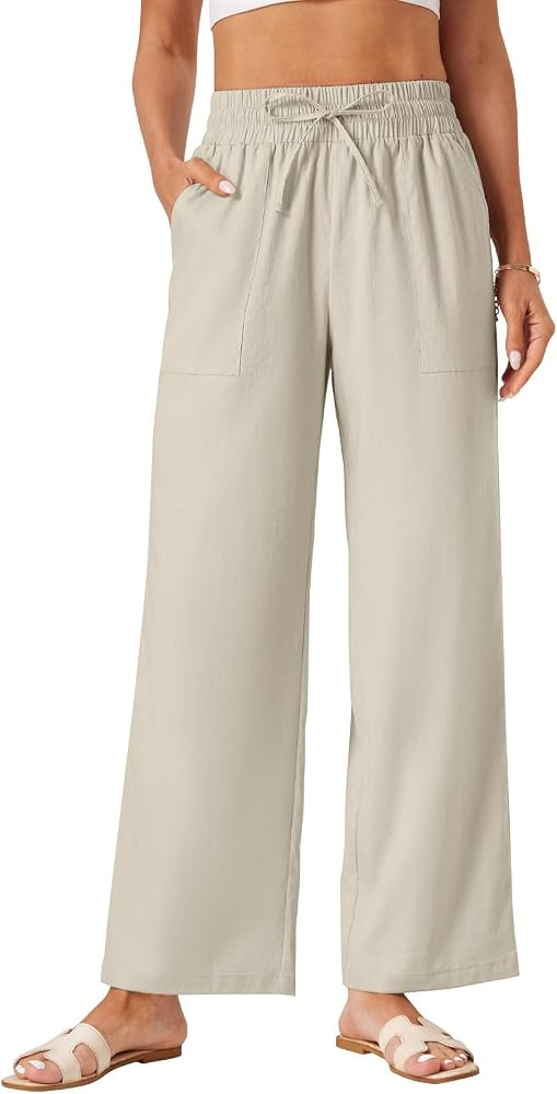 Womens Palazzo Pants Wide Leg High Waist Flowy 2026 Causal Summer Beach Loose Comfy Boho Pants wi... | Amazon (US)
