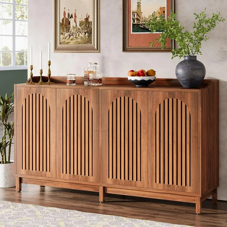 Tribesigns Sideboard Buffet Cabinet, 57" Farmhouse Storage Cabinet with Shutter Doors and Adjusta... | Walmart (US)