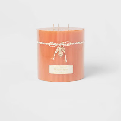 6" x 6" Ribbed Pillar Pumpkin Spice Candle - Threshold™ | Target