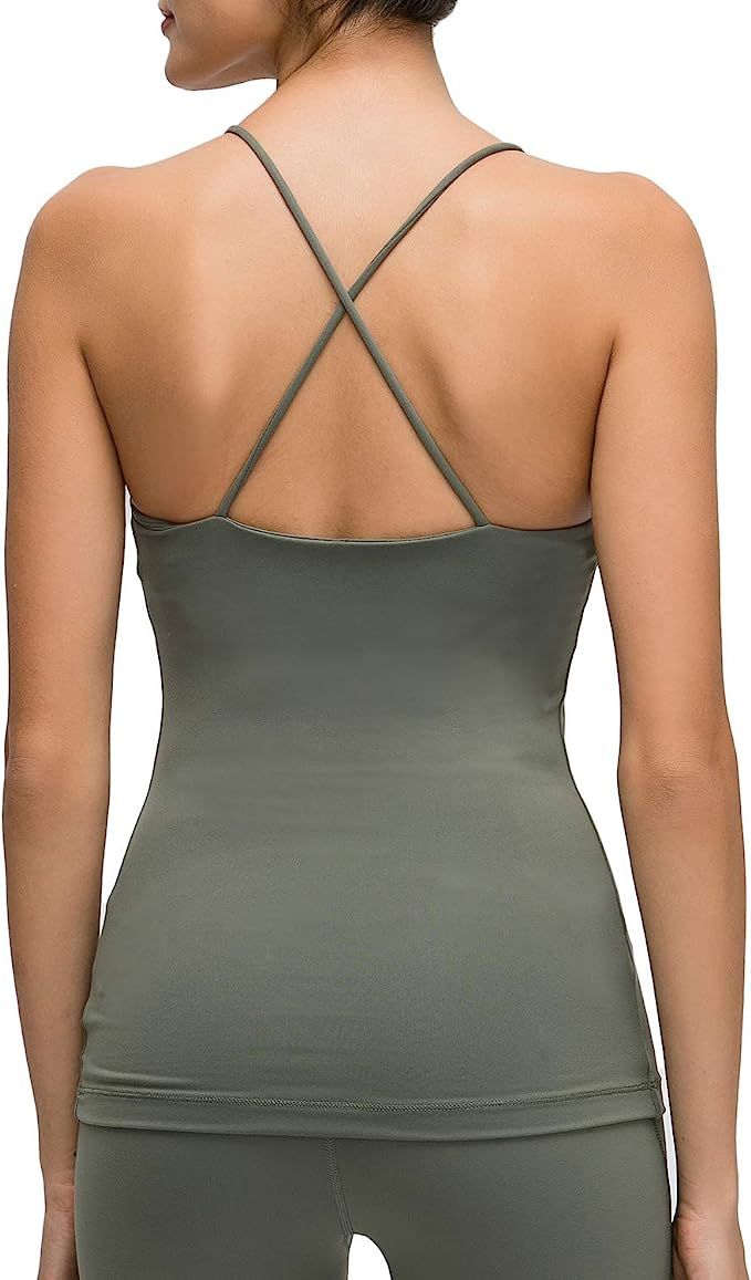 Lemedy Workout Tank Top Built in Bra Strappy Back Yoga Activewear for Women | Amazon (US)