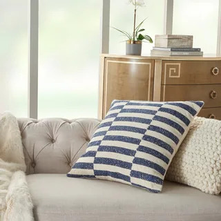 Mina Victory Life Styles Navy Stripes Throw Pillow (20" x 20" - Navy) | Bed Bath & Beyond
