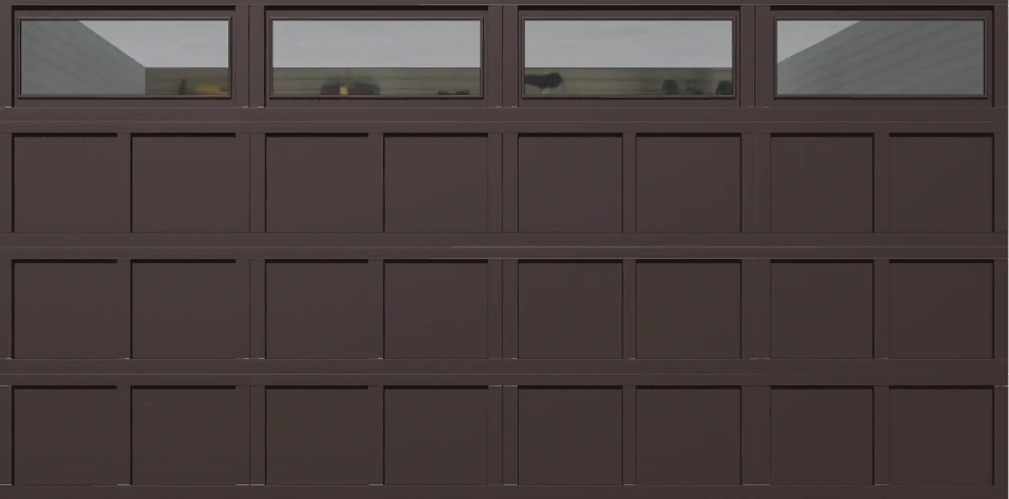 Wayne Dalton Classic Steel Model 9405 16-ft x 8-ft 10 R-Value Insulated Brown Double Garage Door with Windows one_size | WD9405NPBRCRII168 | Lowe's