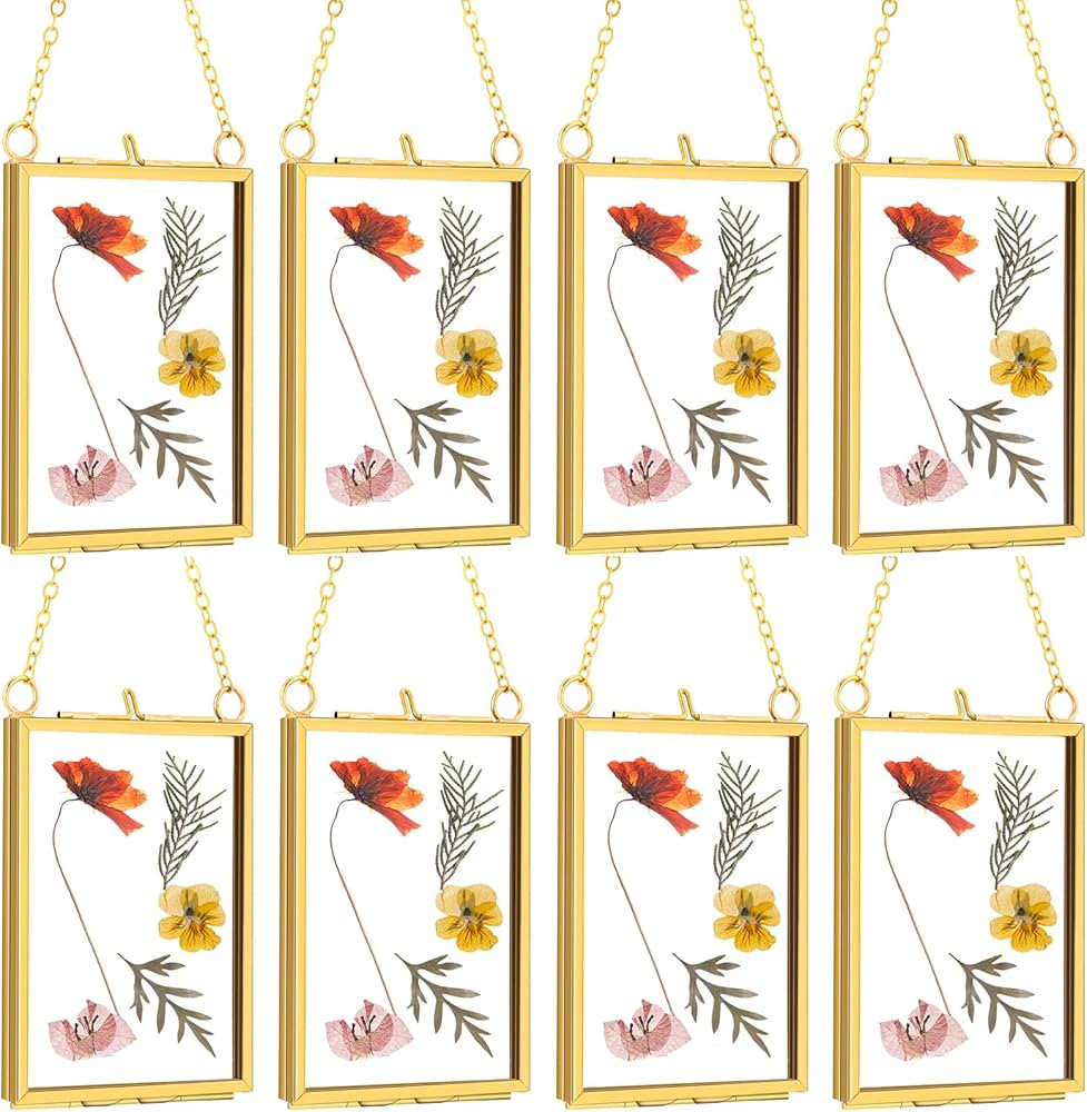 Landhoow 8 Pcs Double Glass Frame for Pressed Dried Flowers 3.5 x 2.5 Inch, Hanging Floating Pict... | Amazon (US)