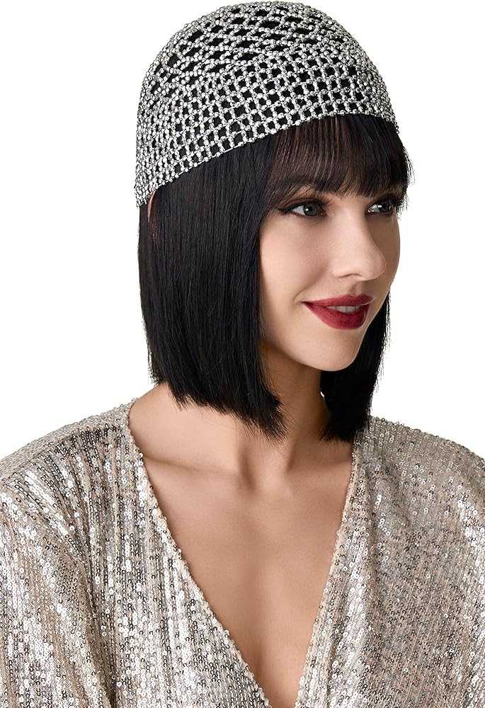 BABEYOND 1920s Flapper Cap Beaded Headpiece Gatsby Costume Accessory | Amazon (US)