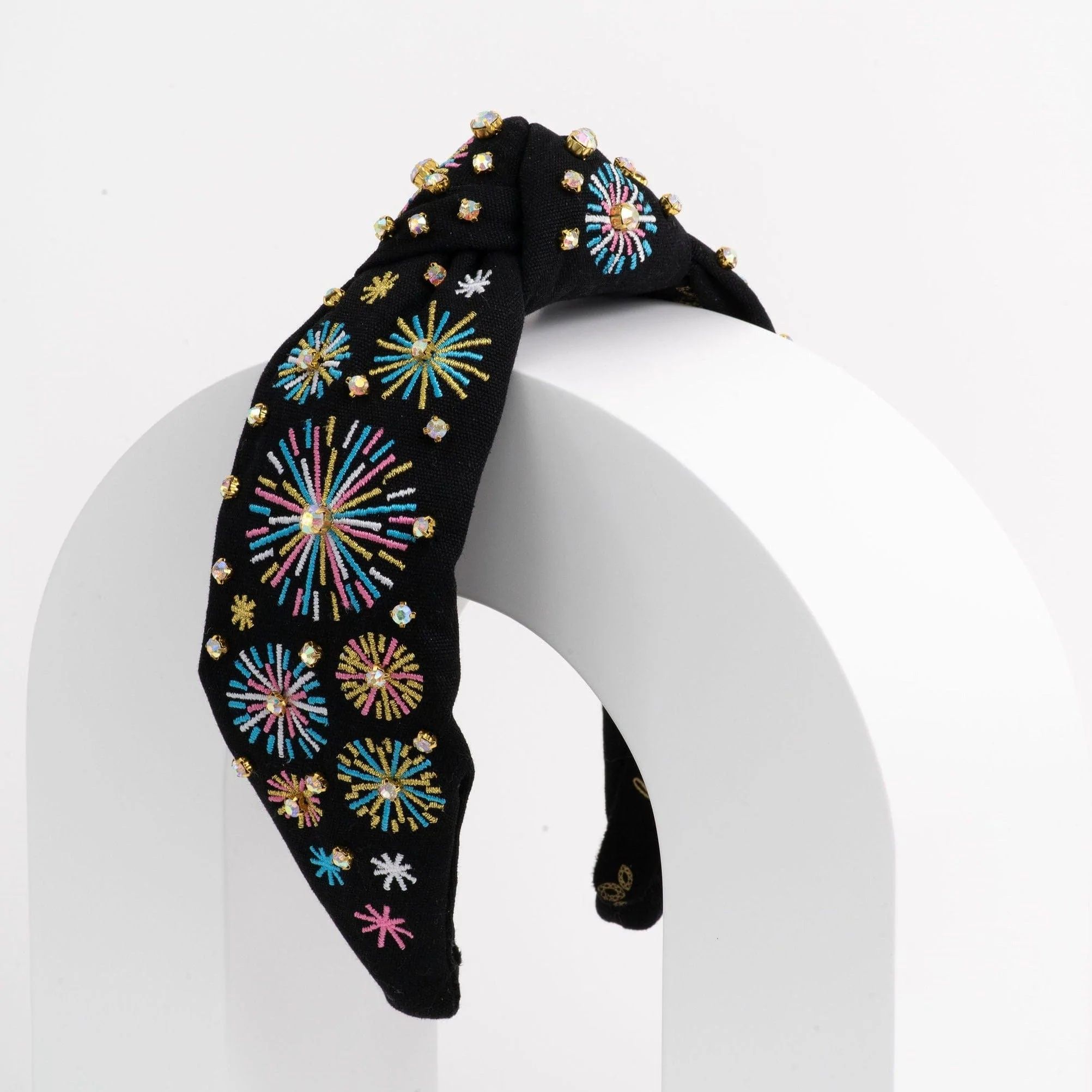 Embroidered Fireworks & Iridescent Jeweled Canvas Headband | La Bella Shop