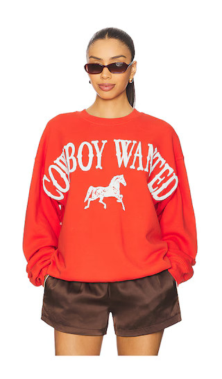 DAYDREAMER Cowboy Wanted Boyfriend Crew in Red. - size S | Revolve Clothing (Global)