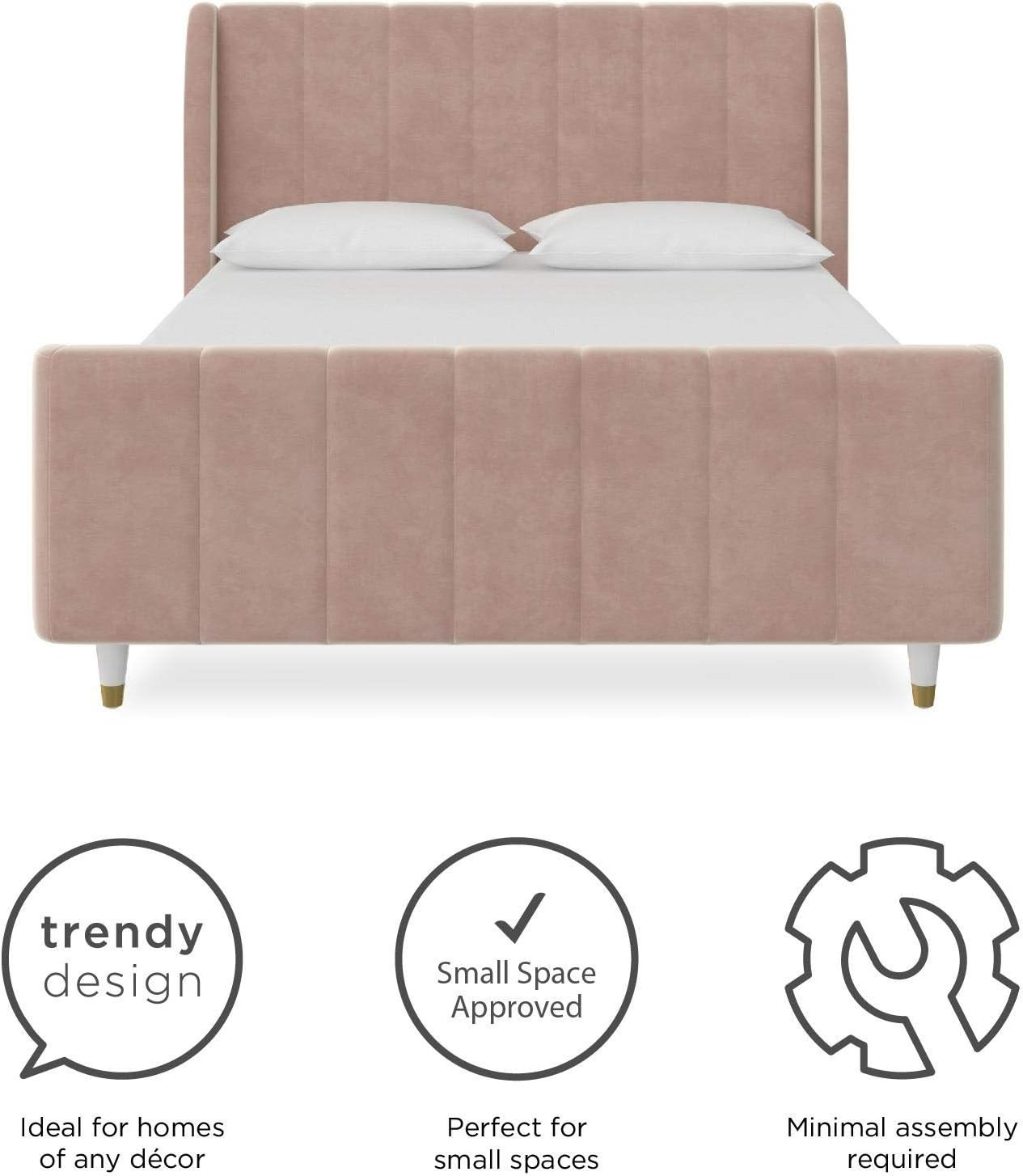 Little Seeds Valentina Kids' Full Upholstered Bed, Pink Velvet | Amazon (US)