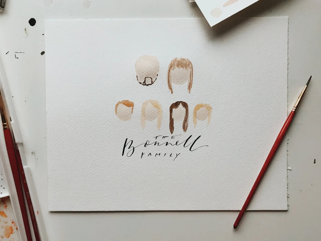Custom Watercolor Portrait // Watercolor Family Tree // Illustrated Family Portrait // Simple Wat... | Etsy (US)