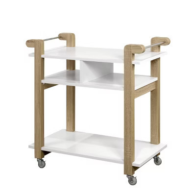 Brassex Carie Kitchen Cart White/Oak | Target