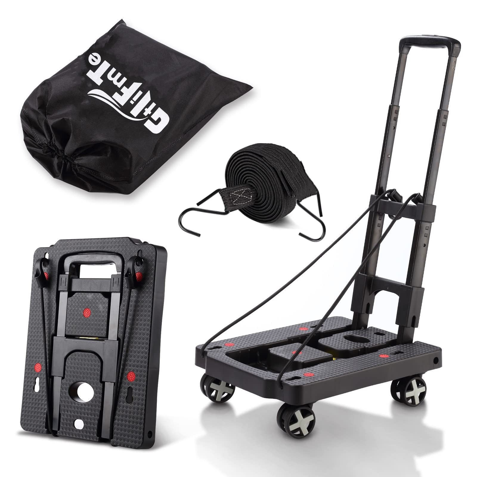 Folding Hand Truck, Lightweight Hand Truck Dolly Foldable,Luggage cart with 4 Rotate Wheels, Util... | Amazon (US)