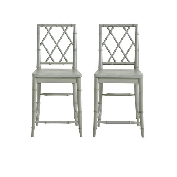 Universal Furniture Bamboo Carved X-Back 29" Bar Stool in Gray (Set of 2) | Walmart (US)