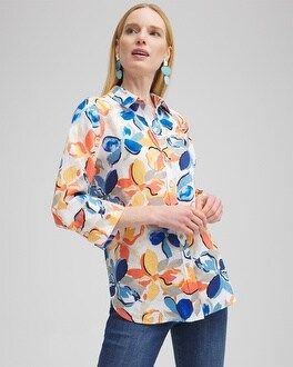 No Iron™ Linen Floral 3/4 Sleeve Shirt | Chico's