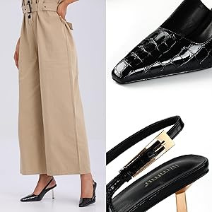 iiimmu Tacones de tira trasera para mujer de 3.5 pulg / 4 pulg con tac\u00f3n de gatito y puntera... | Amazon (US)