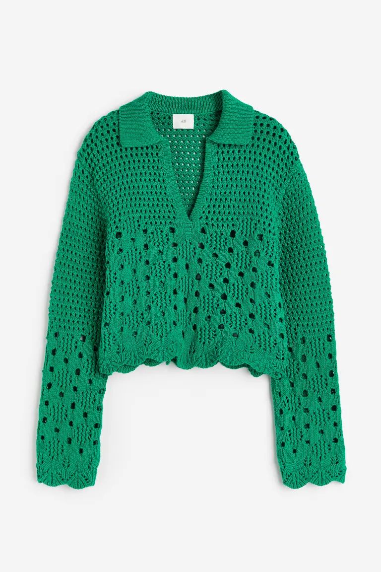 Pointelle-knit cotton jumper | H&M (UK, MY, IN, SG, PH, TW, HK)