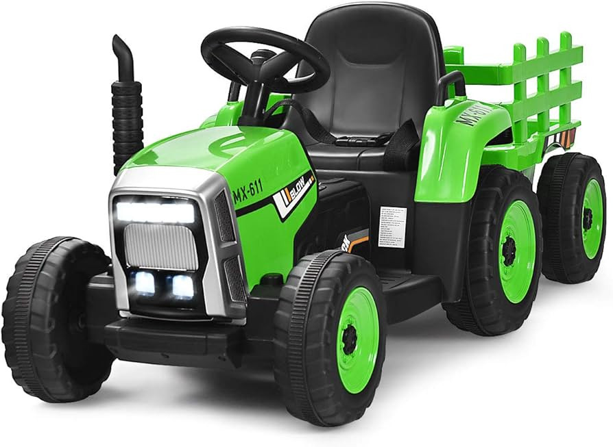 Costzon Ride on Tractor with Detachable Trailer, 12V Kids' Electric Vehicles w/3-Gear-Shift Groun... | Amazon (US)
