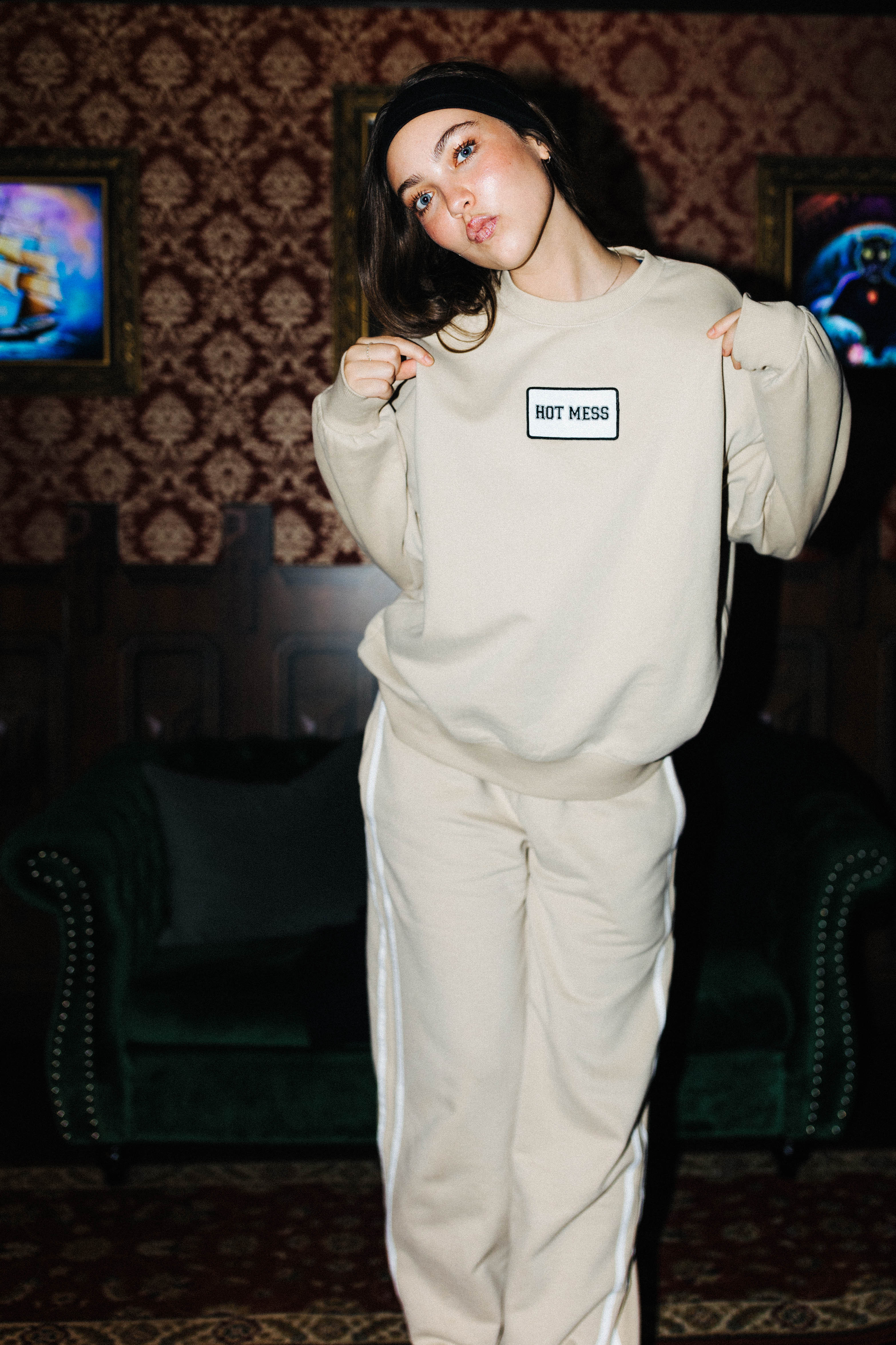 Tan Hot Mess Patch Sweatshirt | Staykation