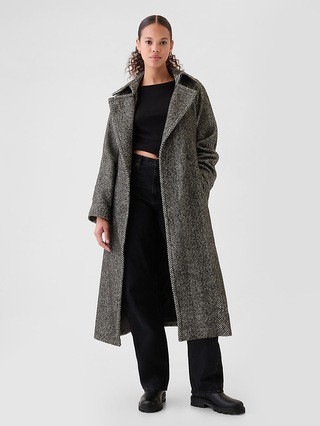 Double-Breasted Herringbone Belted Trench Coat | Gap (US)