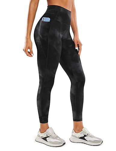 CRZ YOGA Women's Butterluxe 25'' Gym Leggings with Pockets - High Waisted Workout Leggings Buttery Soft Yoga Pants Black Tie Dye Flowers 8 | Amazon (UK)