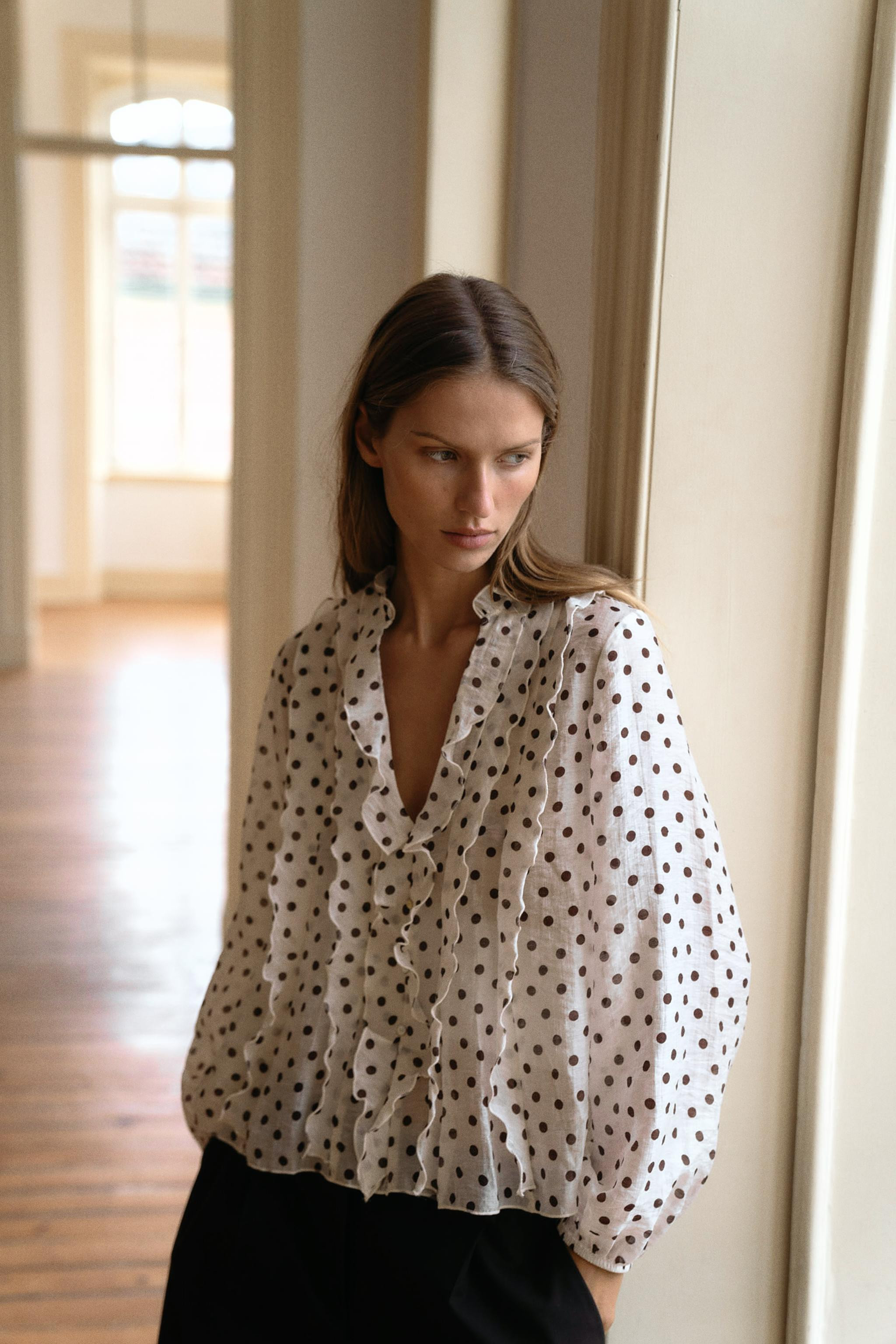 RUFFLED POLKA DOT BLOUSE | Zara US