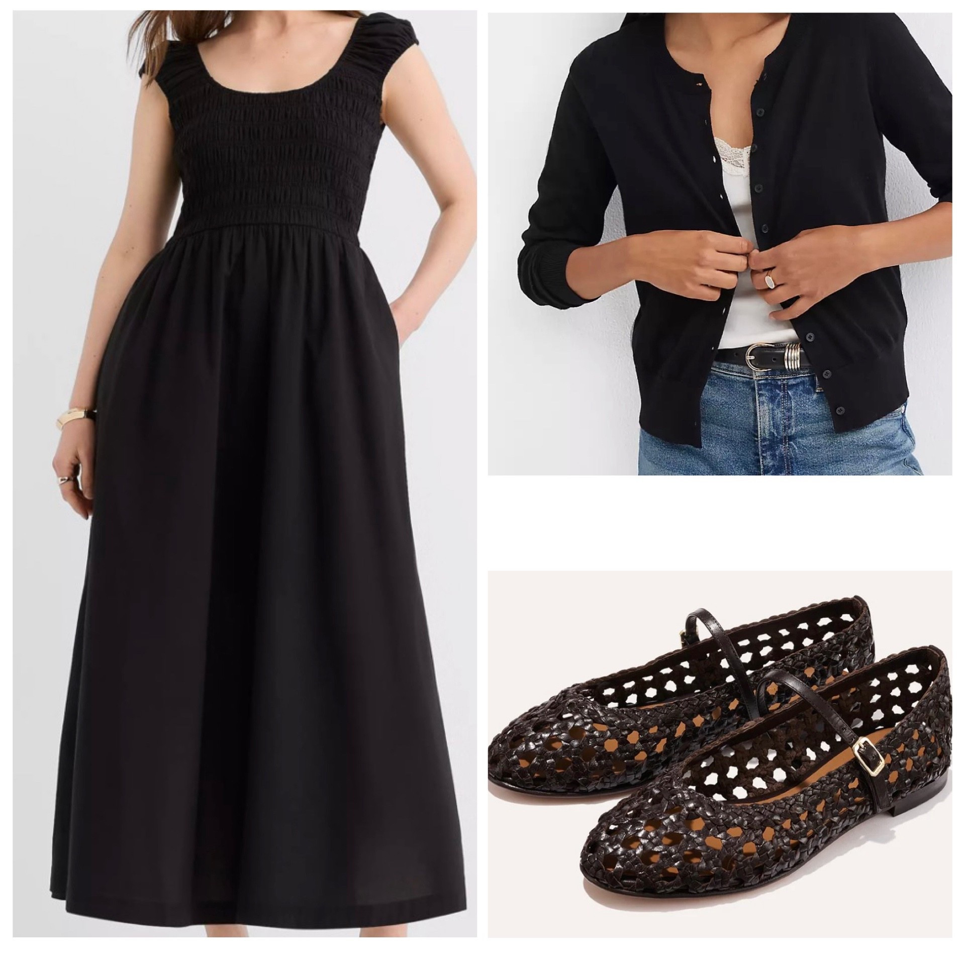 Loft black dress and sweater, @Margaux woven flats 

#LTKSaleAlert