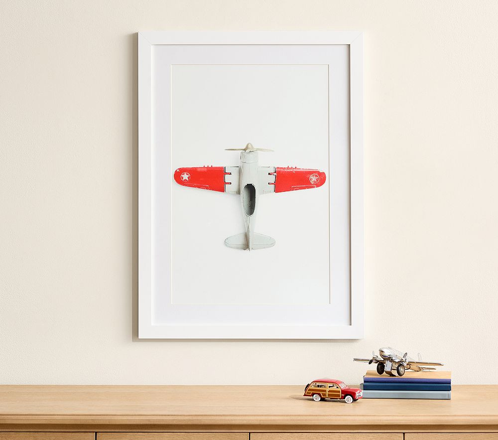 Leslee Mitchell Red &amp; Grey Plane Framed Art | Pottery Barn Kids