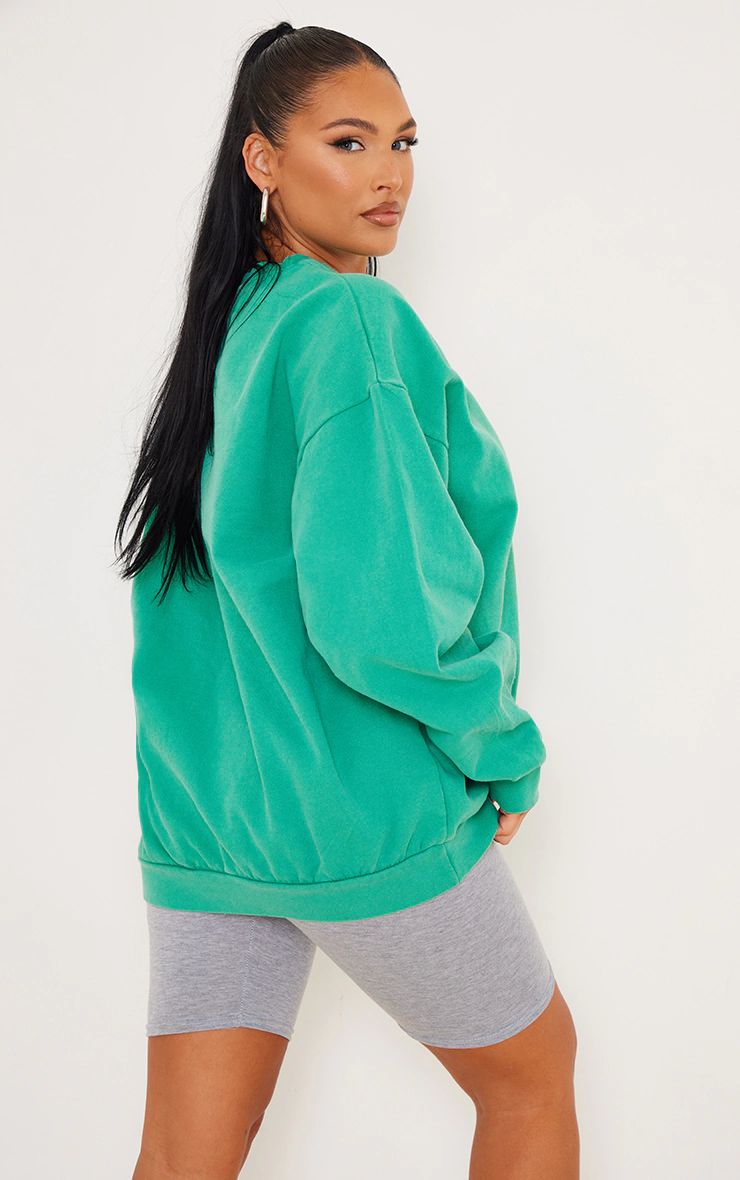 Bright Green Beverly Hills Washed Sweatshirt | PrettyLittleThing US