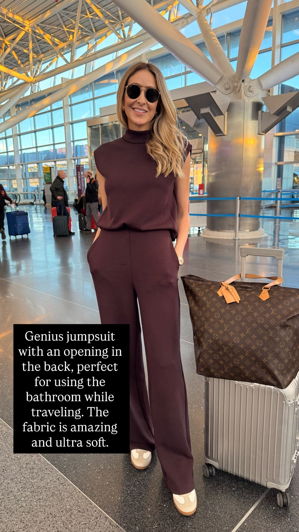 Genius jumping suit with an opening in the back, perfect for using the bathroom while traveling! The fabric is amazing and ultra soft.
Fits true to size and I’m wearing size small 
Use code ALINEXPANX for 15% off first purchase only 

#LTKTravel #LTKU #LTKStyleTip