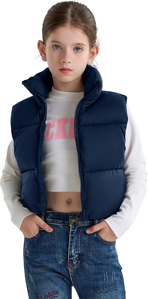 SOLOCOTE Girls Puffy Vest Coat Water-Resistant Warm Winter Sleeveless Kids Jacket for 4-14 Years | Amazon (US)