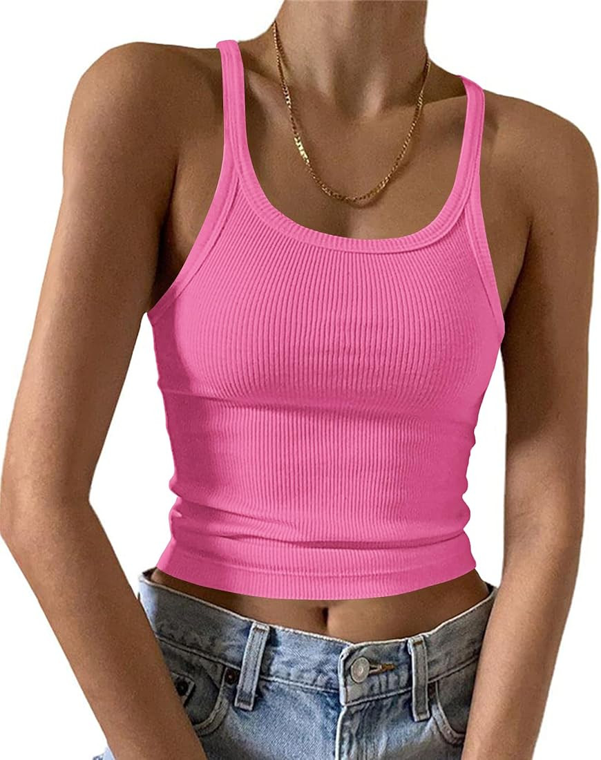 AUSELILY Womens Tank Top Womens Round Neck Basic Racerback Ribbed Tank Top Women | Amazon (US)