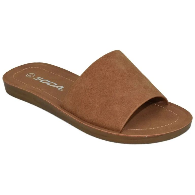 Soda Shoes Women Flip Flops Basic Plain Slippers Slip On Sandals Slides Casual Peep Toe Beach EFR... | Walmart (US)