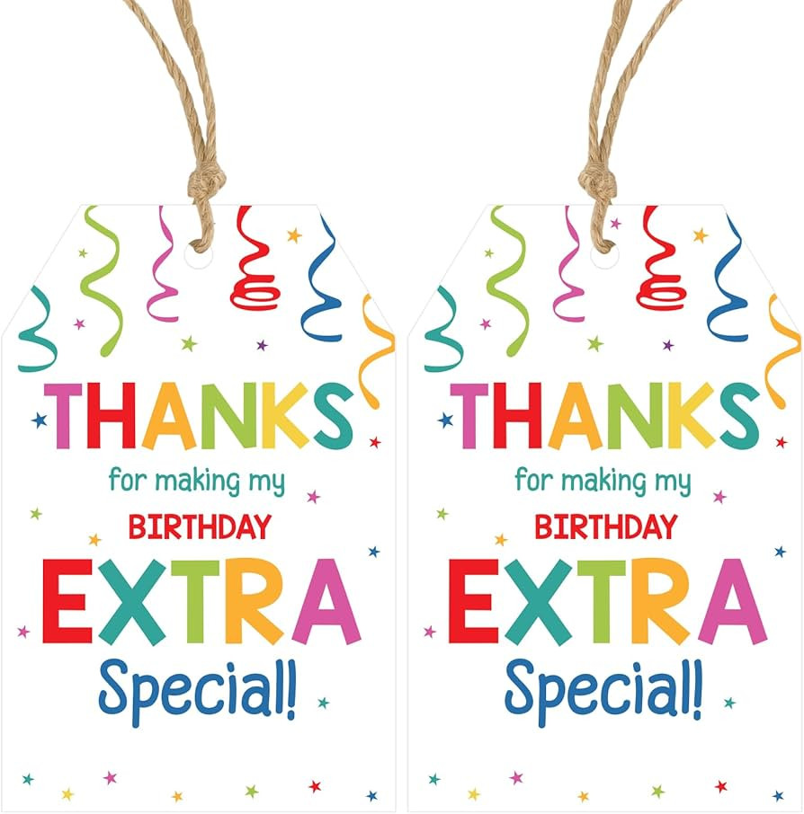 Anwyll Thank You Tags for Birthday Party Favor 50Pcs Confetti Birthday Thank You Gift Tag with St... | Amazon (US)