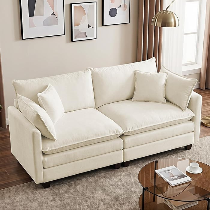 78" Modular Sectional Sofa, Cloud Couch Loveseat Sofa, Deep Seat Washable Chenille Fabric Sofa wi... | Amazon (US)