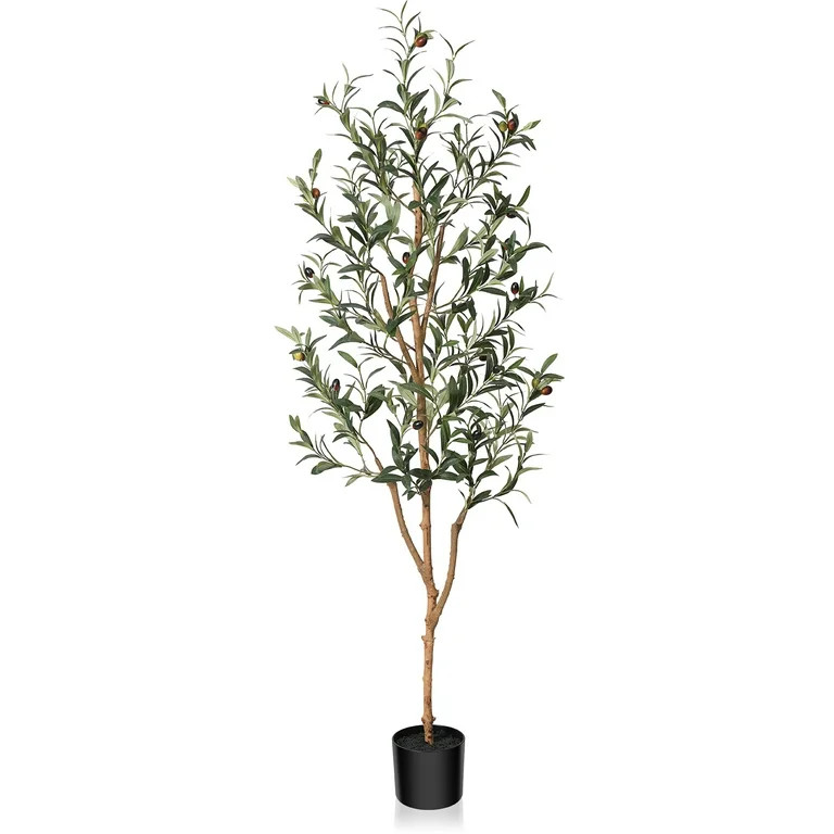 6 ft Artificial Olive Plants with Realistic Leaves and Natural Trunk, Silk Fake Potted Tree with ... | Walmart (US)