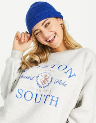 Stradivarius Boston oversized sweatshirt in gray | ASOS (Global)