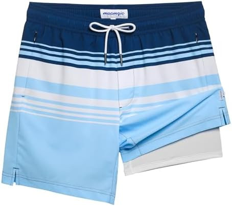 maamgic 2 in 1 Mens Swim Trunks 7 Inch Swim Shorts Swim Suits Board Shorts | Amazon (US)