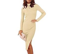 ANRABESS Women's Long Sleeve Slit Midi Dress       
Occasion: Office, Daily, Club | Amazon (US)