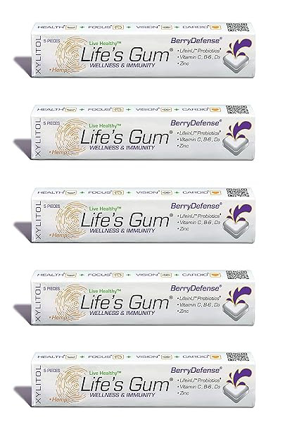 Life's Gum BerryDefense Wellness & Immunity Gum with Elderberry - Contains Hemp Seed Oil, Vitamin... | Amazon (US)