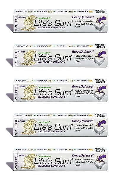 Life's Gum BerryDefense Wellness & Immunity Gum with Elderberry - Contains Hemp Seed Oil, Vitamin... | Amazon (US)