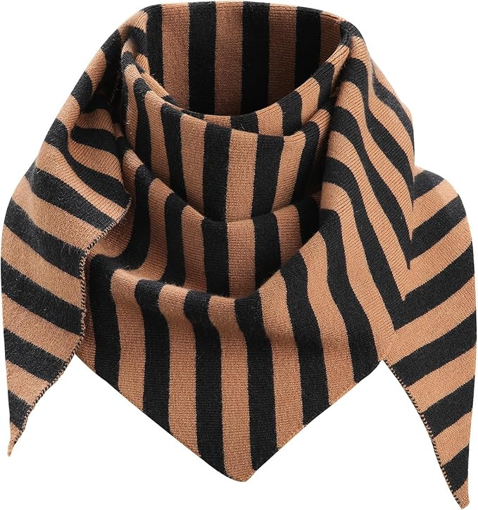 Molans Knitted Stripe Triangle Scarf for Women- 47inch Women's Warm Knit Shawl, Fashionable Blank... | Amazon (US)