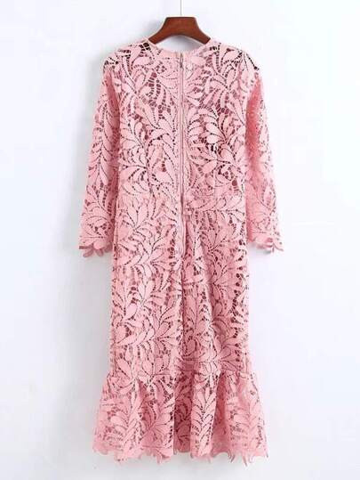 Ruffle Hem Guipure Lace Dress | SHEIN