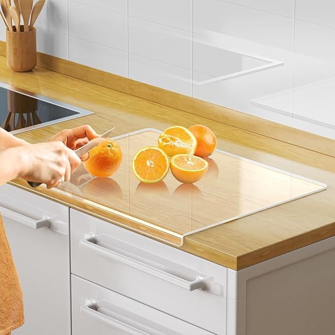 Acrylic Cutting Board with Counter Lip,23"x18" Large Clear Cutting Board for Kitchen Countertop,A... | Amazon (US)