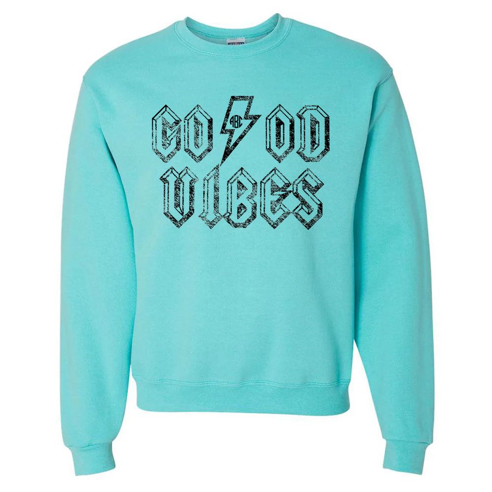 Monogrammed 'Good Vibes' Neon Crewneck Sweatshirt | United Monograms
