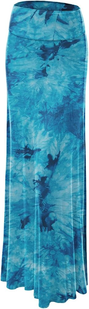Lock and Love Women's Casual High Waist Solid/Tie Dye Fold Over Flowy Long Maxi Skirt | Amazon (US)