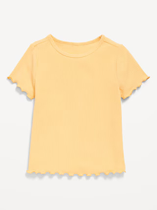 Short-Sleeve Lettuce-Edge Ribbed T-Shirt for Toddler Girls | Old Navy (US)