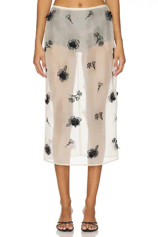 L'Academie by Marianna Minah Midi Skirt in Nude & Black from Revolve.com | Revolve Clothing (Global)