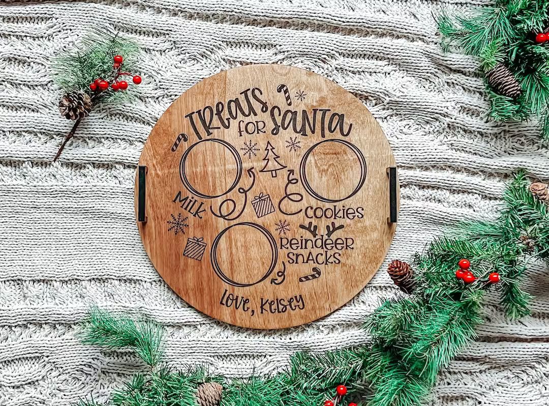Wooden Treats for Santa Tray  Round Santa Tray  Christmas - Etsy | Etsy (US)