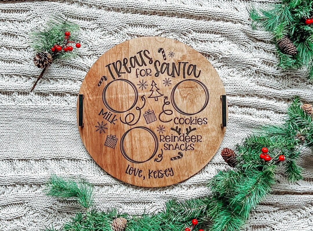 Wooden Treats for Santa Tray | Round Santa Tray | Christmas Tray | Milk and Cookies Tray | Santa ... | Etsy (US)